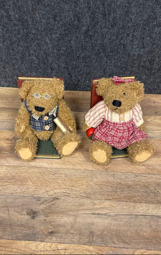 Vintage Plush Teddy Bear Bookends