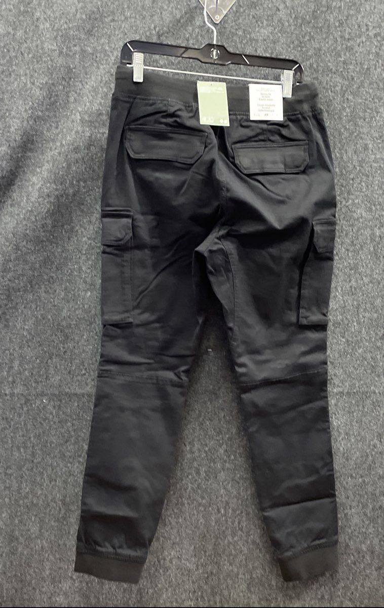 H&M Men's Black Skinny Fit Stretch Cargo Jogger Pants Drawstring Sz S NWT
