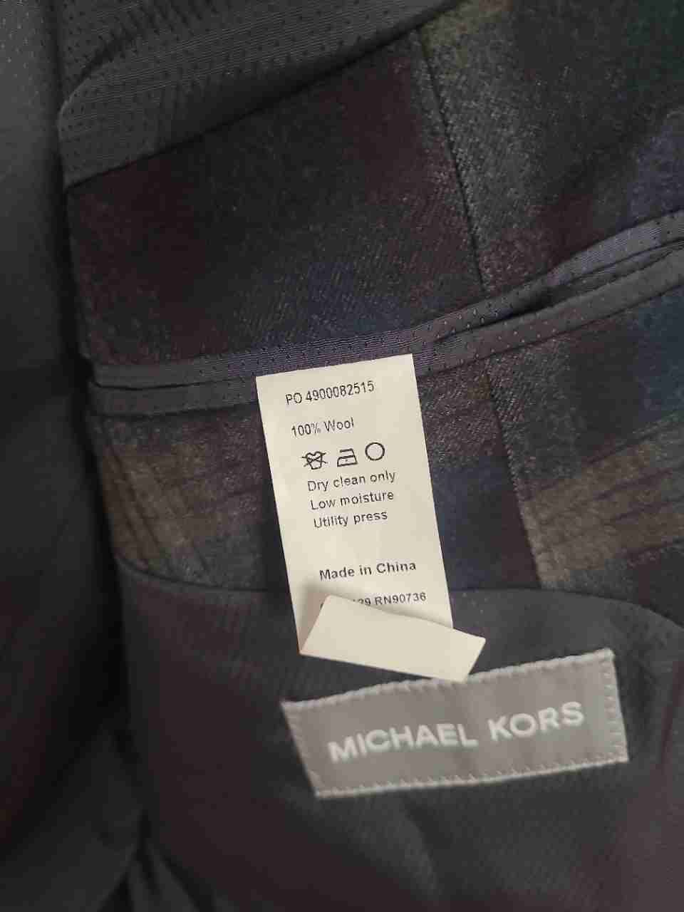 Michael Kors Men's Gray Brown Plaid 100% Wool Blazer Jacket XXL