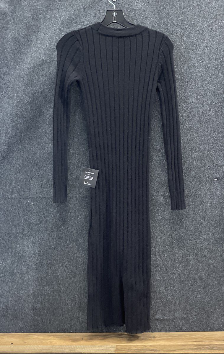 Lulus Women's Black Ribbed Long Sleeve Bodycon Sweater Dress Size XS NWT