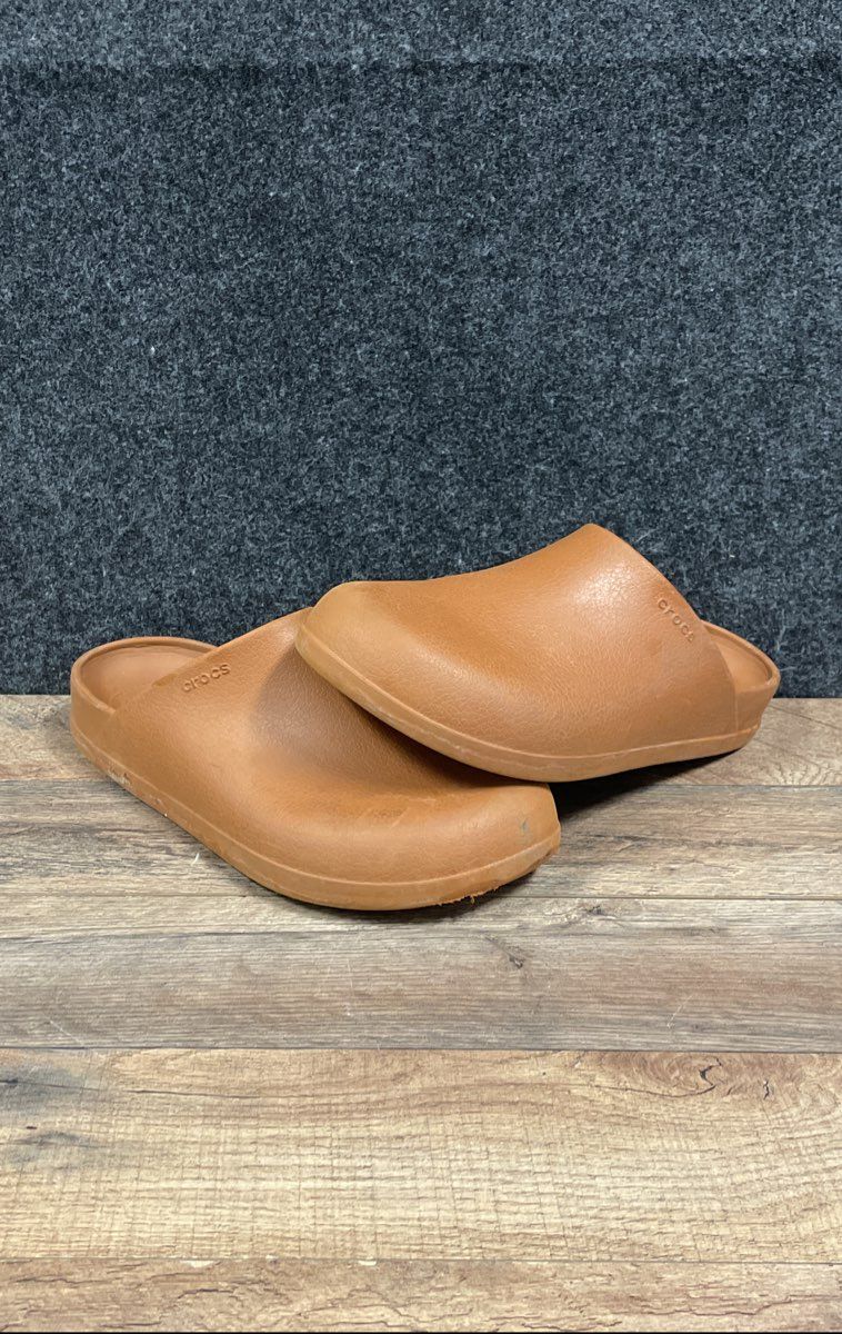 Crocs Dylan Clog Brown Leather-Look Foam Mules Men's Size 11