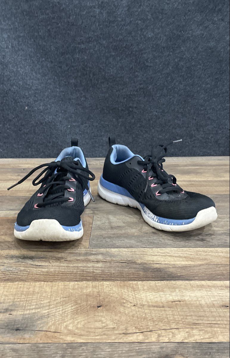 Skechers Lite-Weight Black Blue Pink Athletic Sneakers Women's Size 8.5