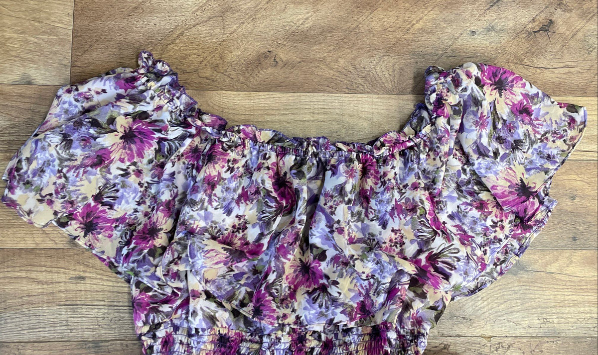 Rabbit Rabbit Rabbit Designs Women's Floral Off Shoulder Maxi Dress Sz 16