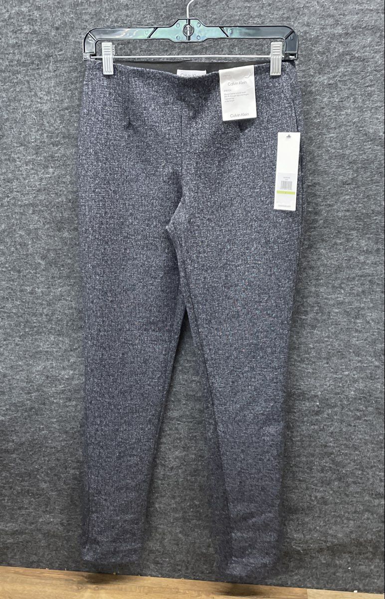 Calvin Klein Women's Gray Heathered Stretch Slim Tapered Ankle Pants NWT Sz 4