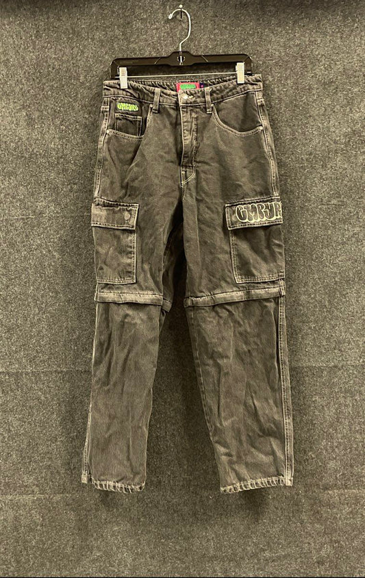 Empyre Women's Black Washed Loose Fit Zip Off Cargo Skate Jeans Size 10