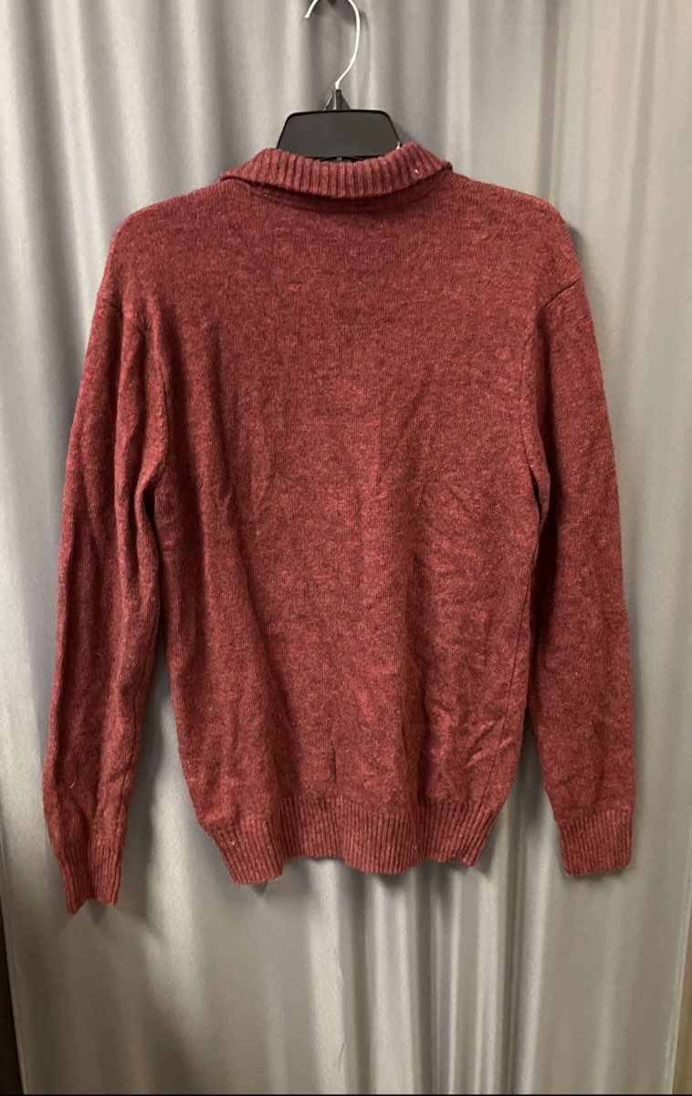 Timberland Men's Burgundy Heathered 1/4 Button Wool Blend Pullover Sweater Sz M