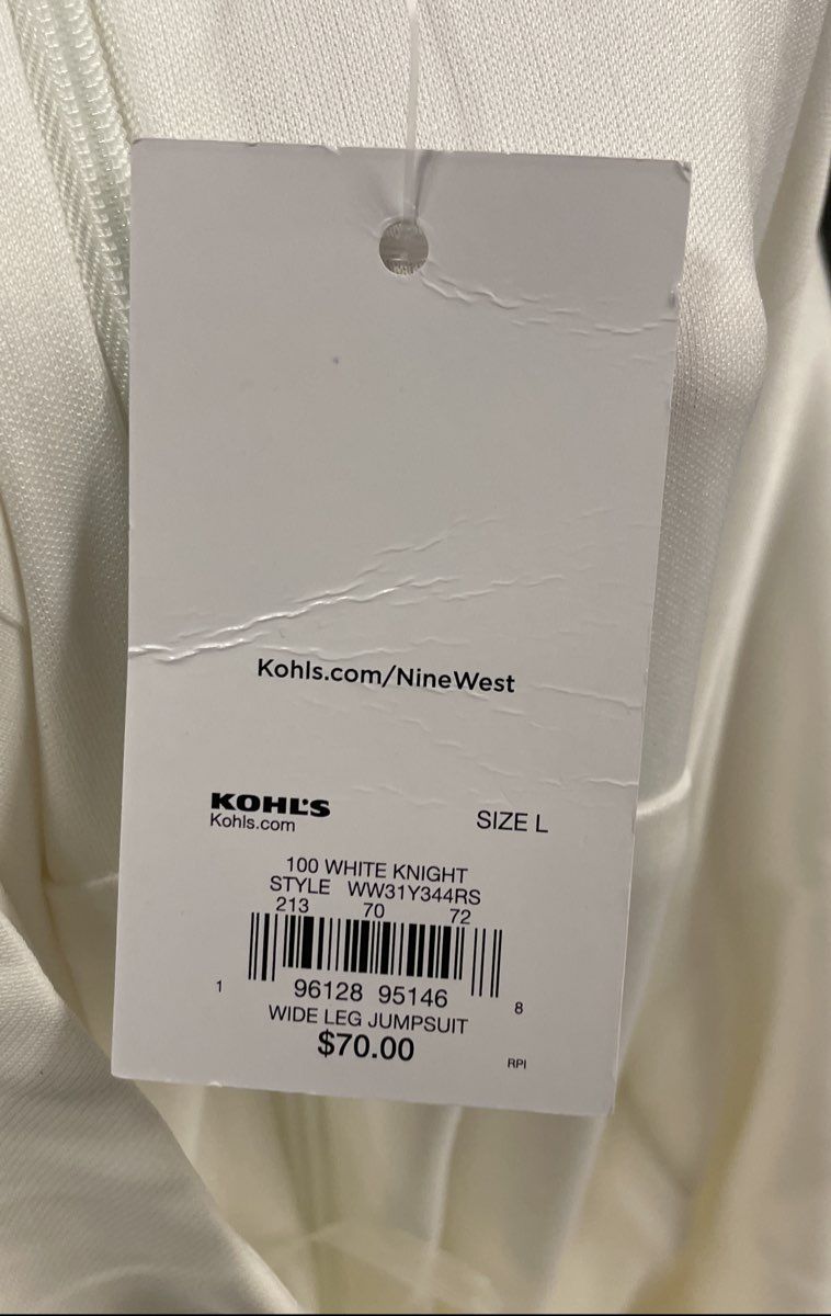 Nine West Women's White Knight Wide Leg Jumpsuit Sleeveless NWT Sz L