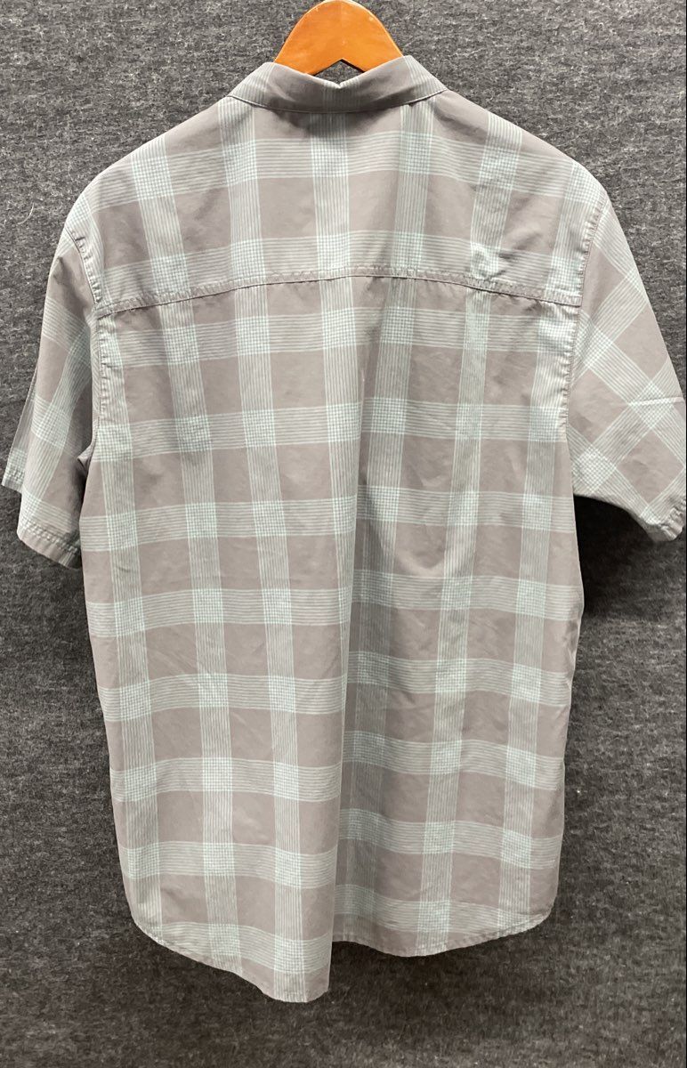 5.11 Men's Gray Plaid Short Sleeve Snap Front Tactical Button Up Shirt Size L