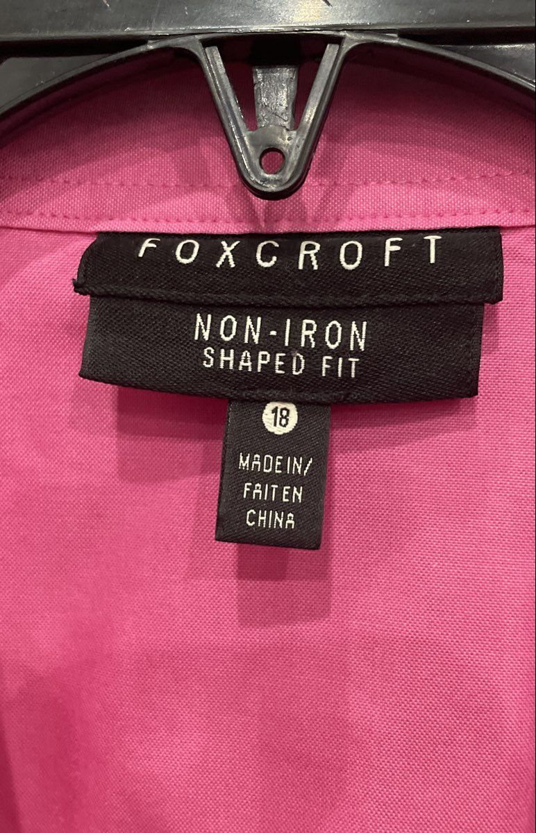 Foxcroft Women's Pink Non-Iron Shaped Fit Long Sleeve Button Up Shirt Sz 18