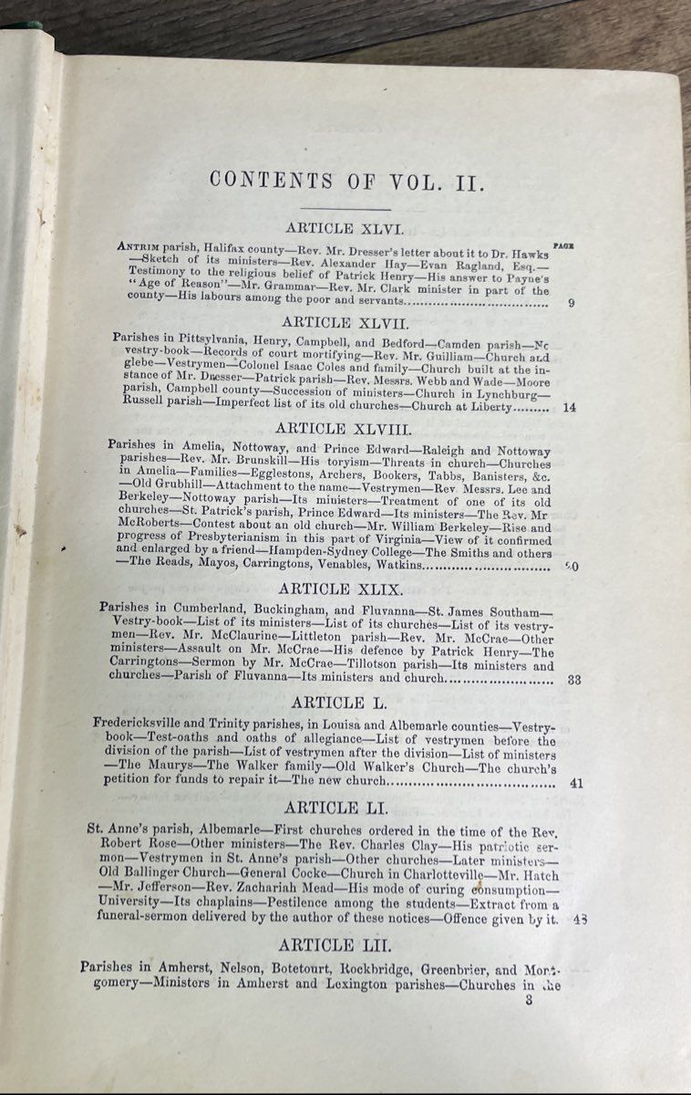 Old Churches and Families of Virginia Vol. 2 Bishop Meade Vintage Hardcover