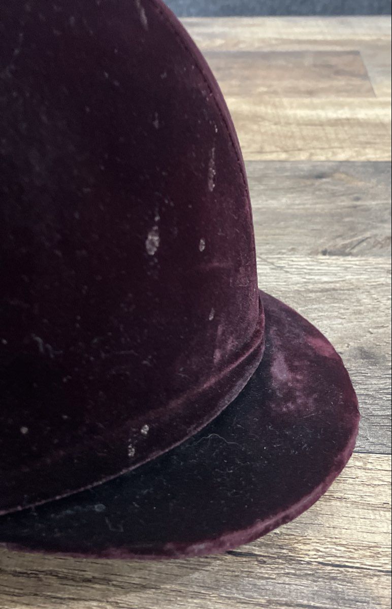 Vintage Women's Burgundy Velvet Equestrian Riding Hat Hunt Cap Maroon