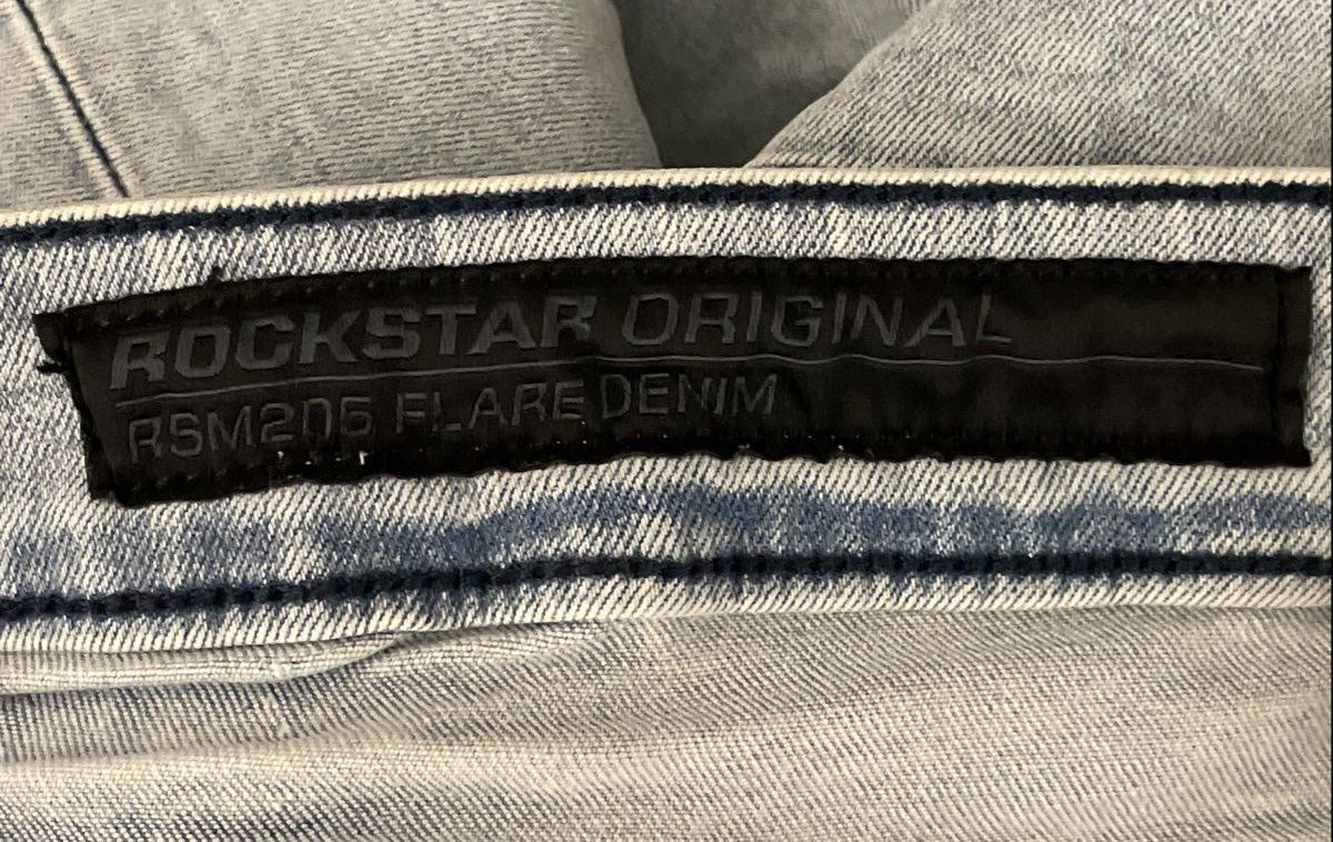 Rockstar Original Men's Tyrell Stacked Flare Jeans Light Blue Acid Wash Sz 32