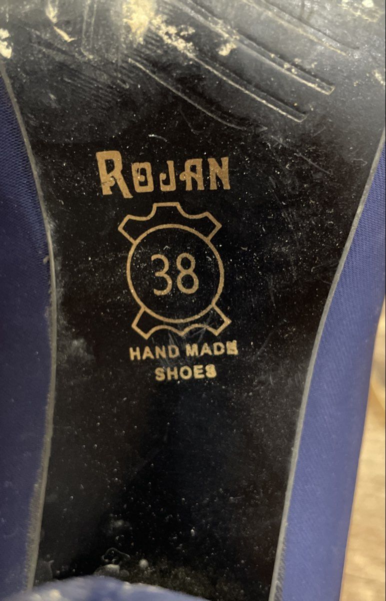 Rojan Dark Blue T-Strap Platform Block Heels Size 38
