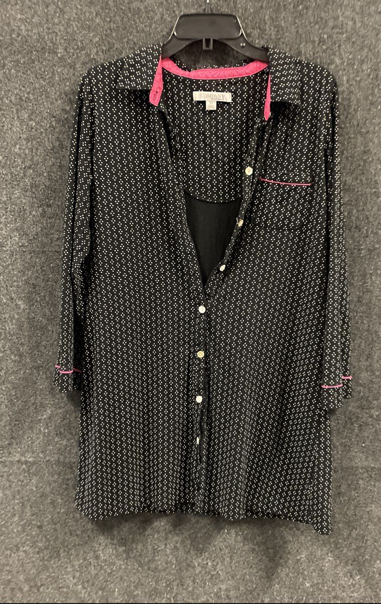 Company Ellen Tracy Women's Black Geometric Print Sleep Shirt Nightgown Sz M