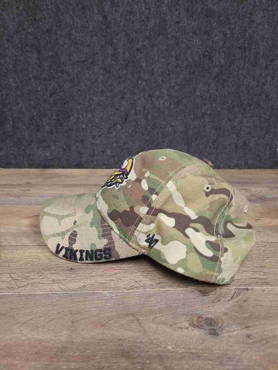 New Era & '47 Brand Men's Minnesota Vikings Hats Lot Gray Camo Snapback OSFM
