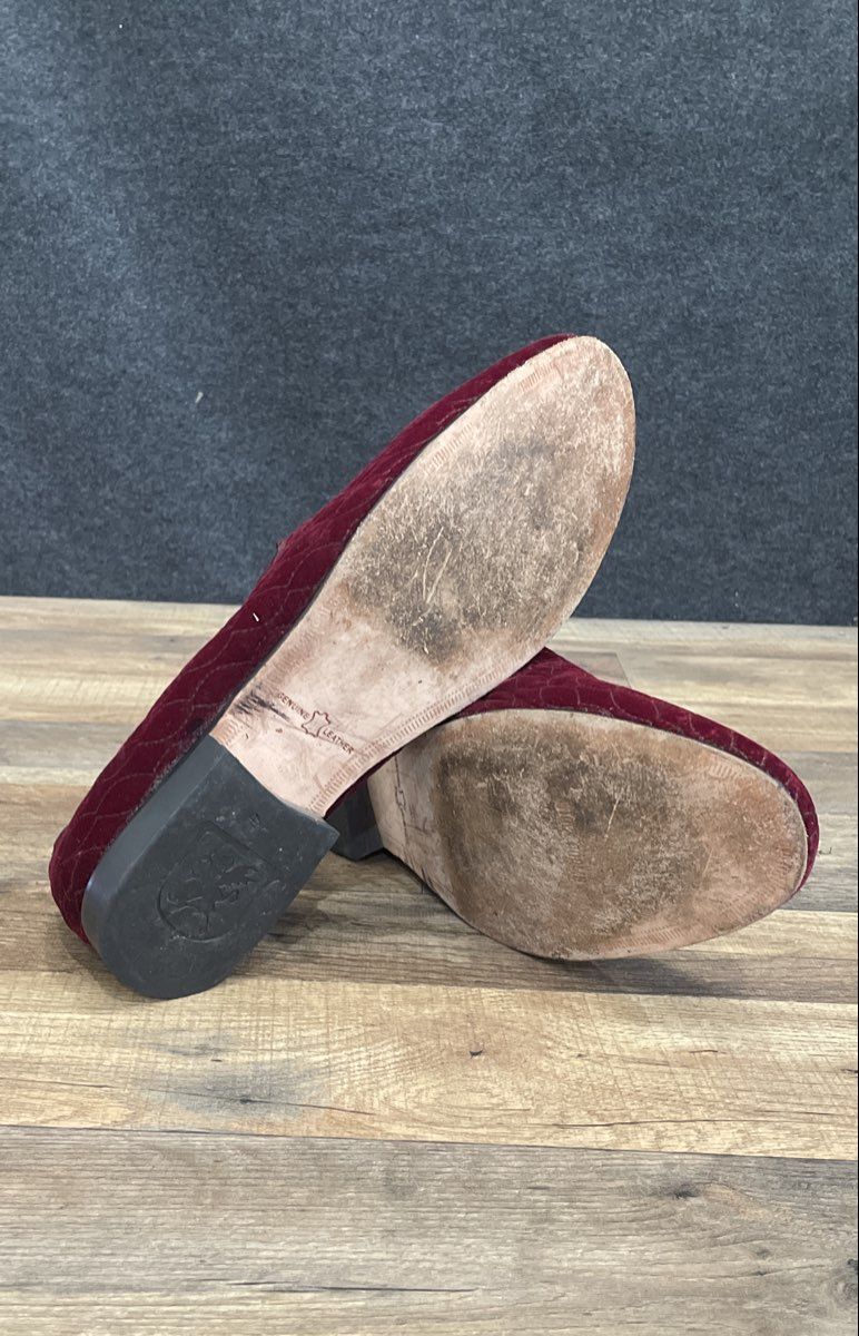 Stacy Adams Vandore Red Quilted Velvet Slip-On Loafer Men's Size 13