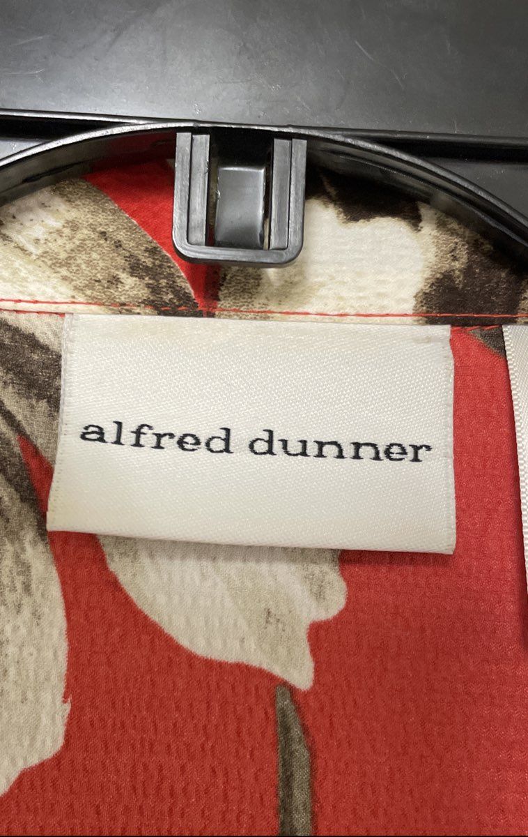 Alfred Dunner Women's Red Floral Print Button Front Short Sleeve Blouse Sz 18