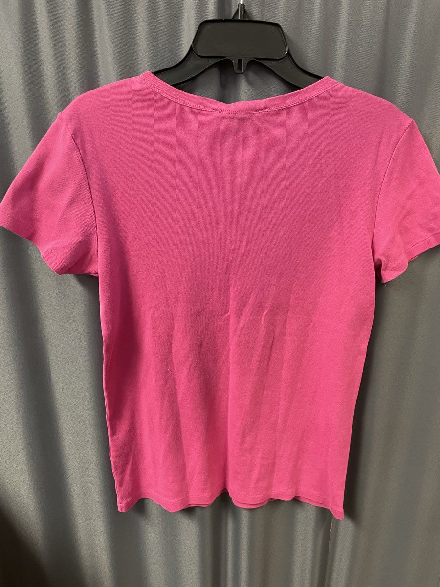 Ralph Lauren Sport Women's Pink V-Neck Short Sleeve Cotton Pony Logo Shirt XL