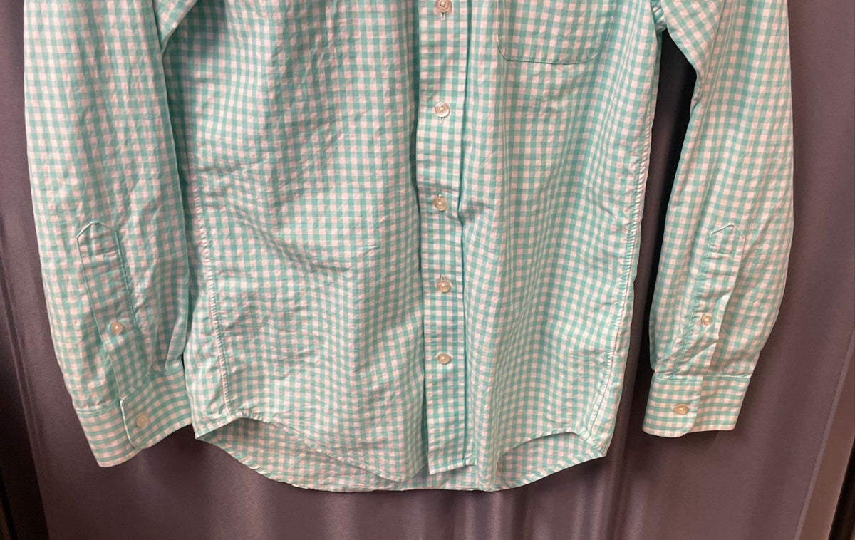 Vineyard Vines Men's Aqua White Gingham Classic Fit Tucker Shirt Sz XS