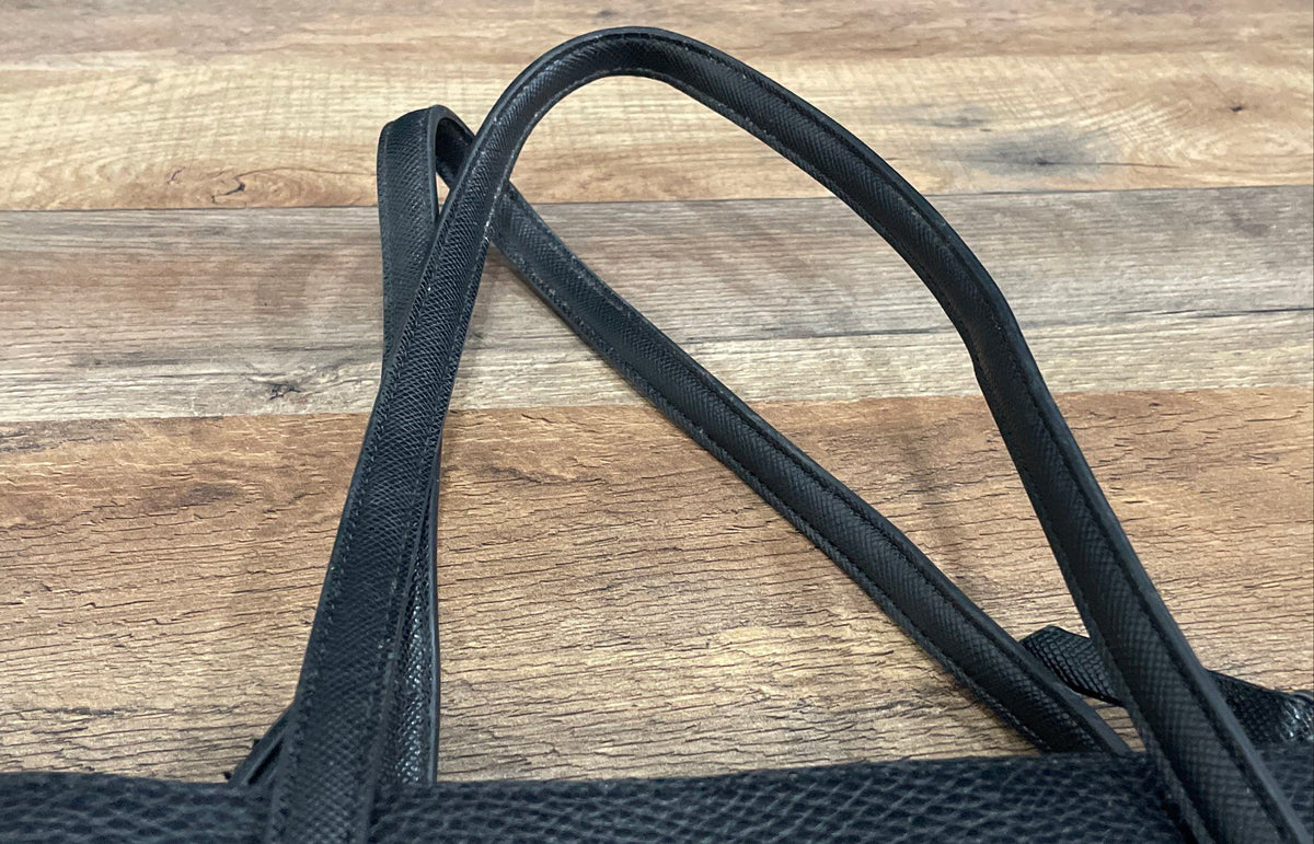 Kenneth Cole Reaction Black Leather Tote Bag Large Silver Hardware
