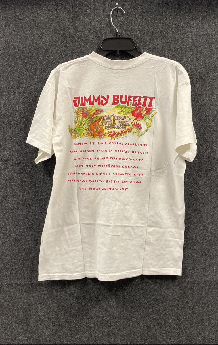 Jimmy Buffett The Year of Still Here Tour 2008 Concert T-Shirt White Sz L
