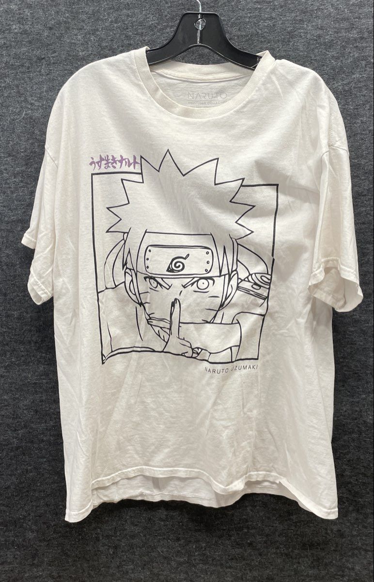 Naruto Shippuden Collection Men's White Naruto Uzumaki Graphic T-Shirt Sz M