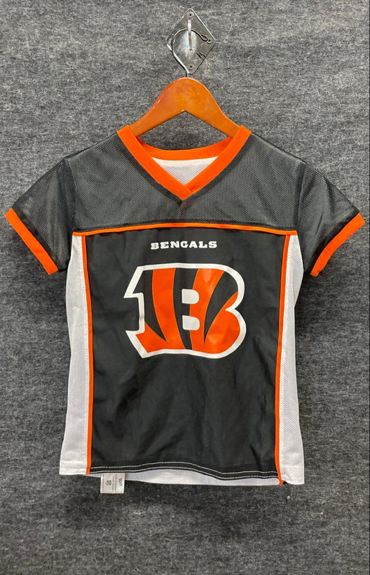 NFL Flag Cincinnati Bengals Youth Football Jersey Black Orange White Mesh Sz S