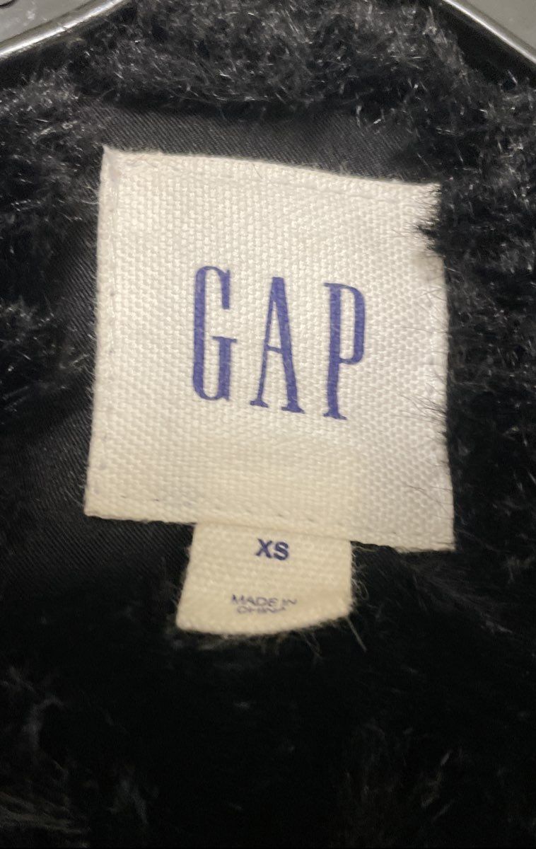 Gap Women's Black Faux Fur Collarless Jacket Sz XS