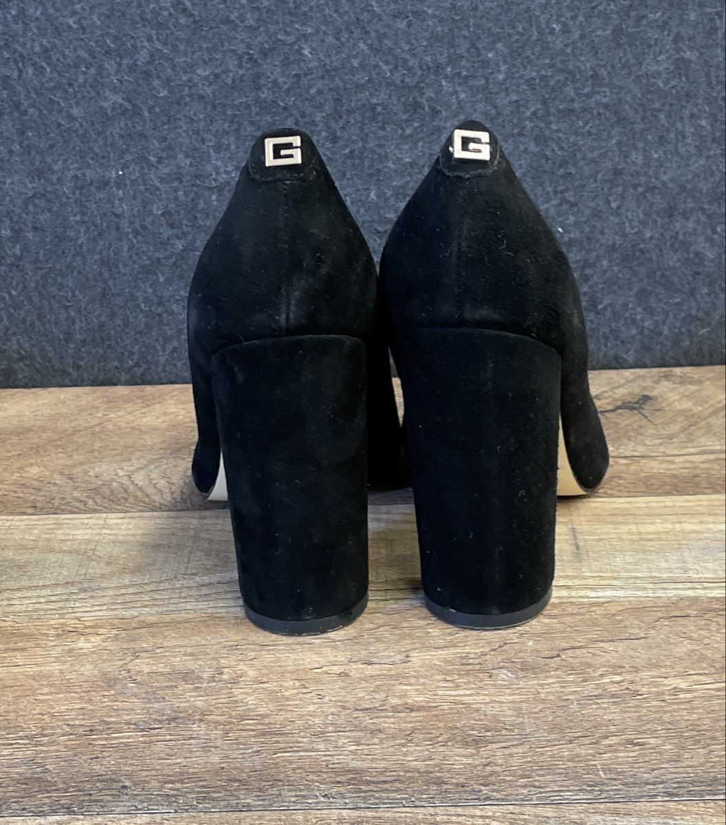 Guess Womens Black Suede Pointed Toe Block Heel Pumps Heels Size 7.5