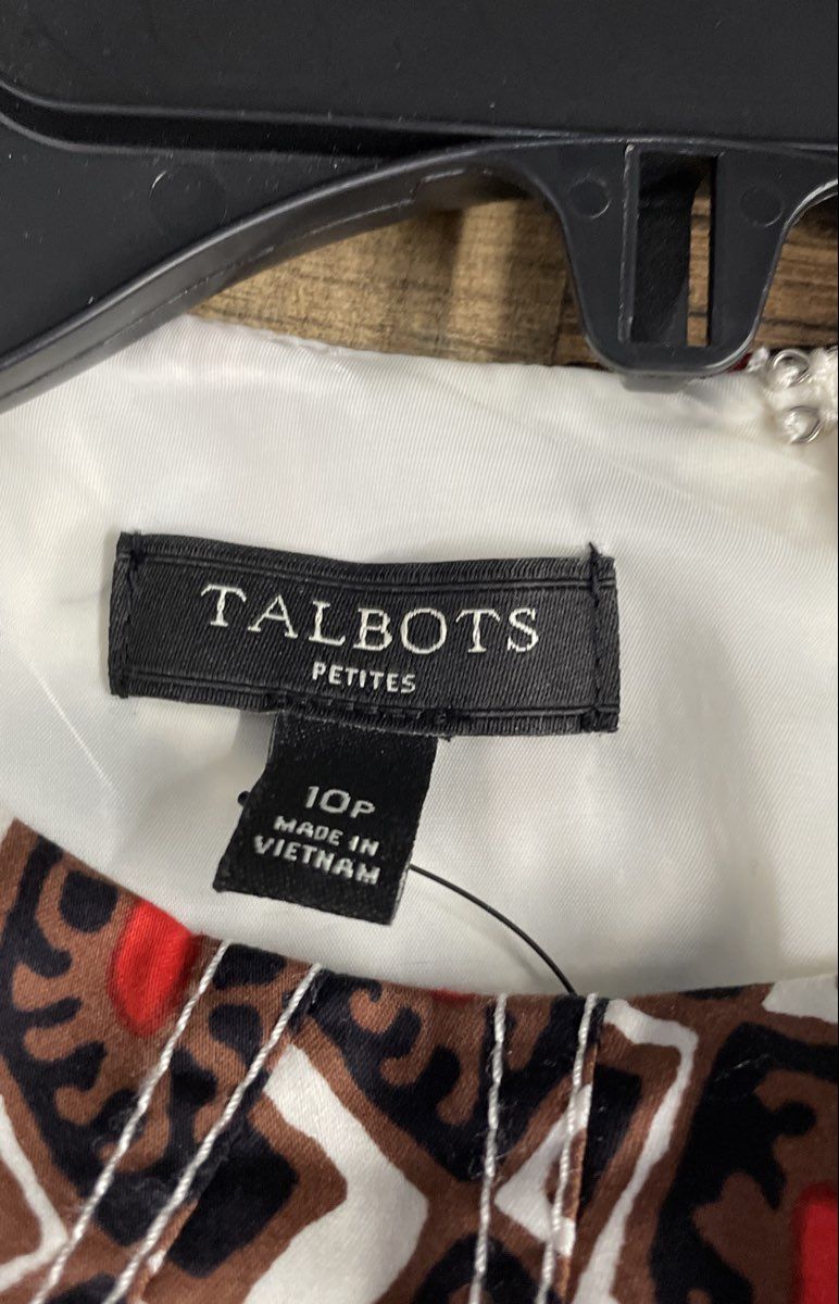 Talbots Women's Geometric Shift Dress Multicolor Cotton Blend NWT Sz 10P