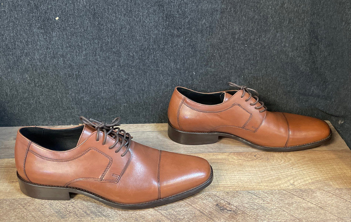 J. Murphy by Johnston & Murphy Tan Leather Cap Toe Derby Shoes Size 11.5 M