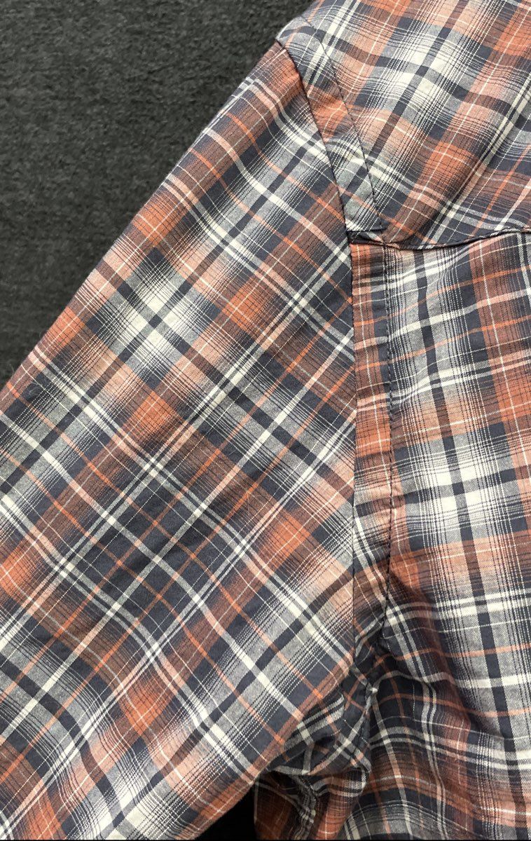 Panhandle Rough Stock Men's Orange Plaid Western Pearl Snap Shirt Sz XL