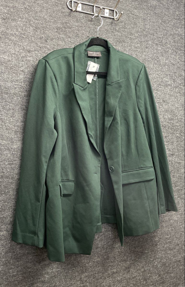 Lane Bryant Women's Dark Green One-Button Blazer Jacket Sz 24 NWT