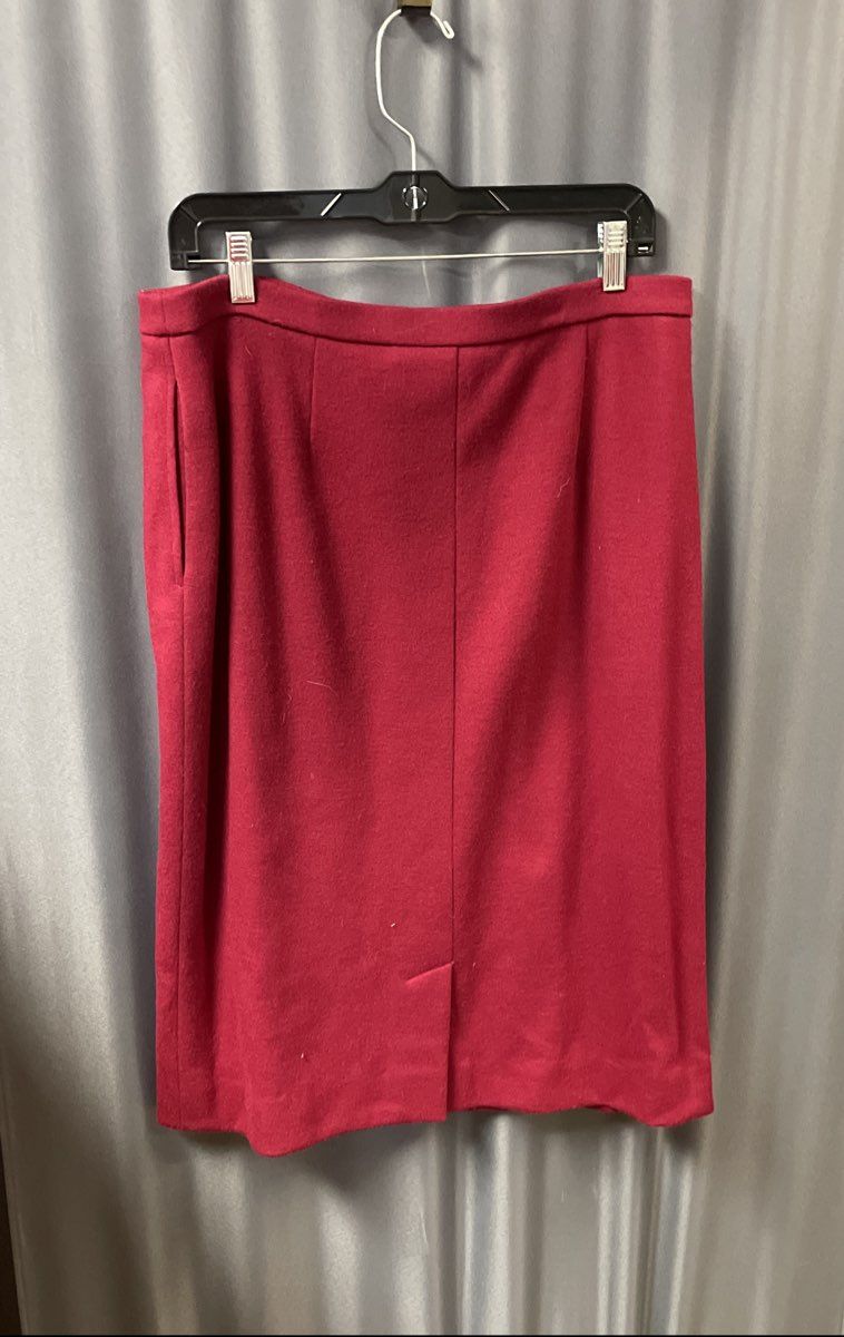 Vintage 80s Bleyle Women's Red 100% Wool Knit Pencil Skirt Pockets Sz 14
