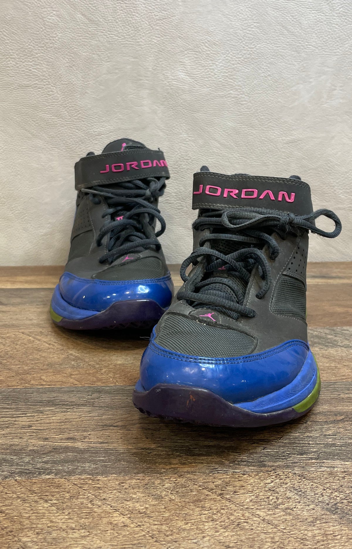 Nike Jordan Flight 45 High Grey Blue Pink Green Basketball Shoes Size 8