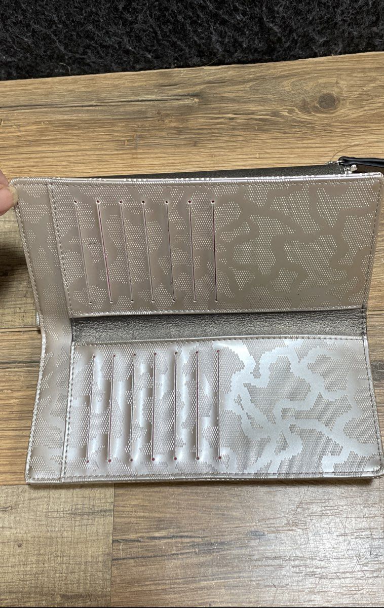 Tous White Shimmer Bear Logo Monogram Continental Wallet Silver Hardware
