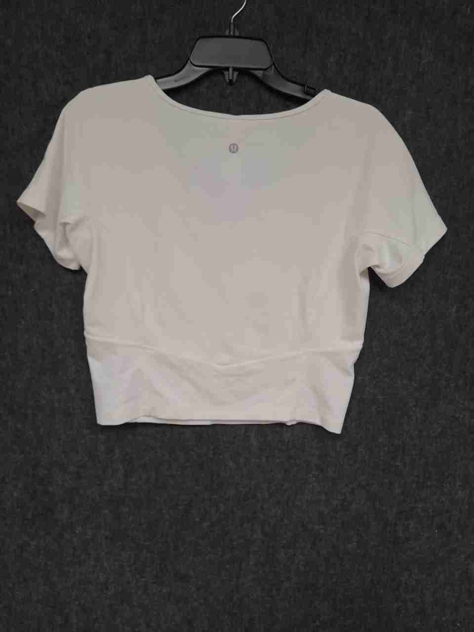 Lululemon Women's Align V-Neck T-Shirt White Cropped Short Sleeve Sz 12