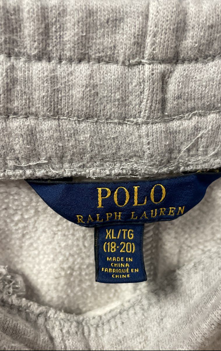 Polo Ralph Lauren Boys Gray Knit Sweat Shorts Blue Pony Logo Sz XL 18-20