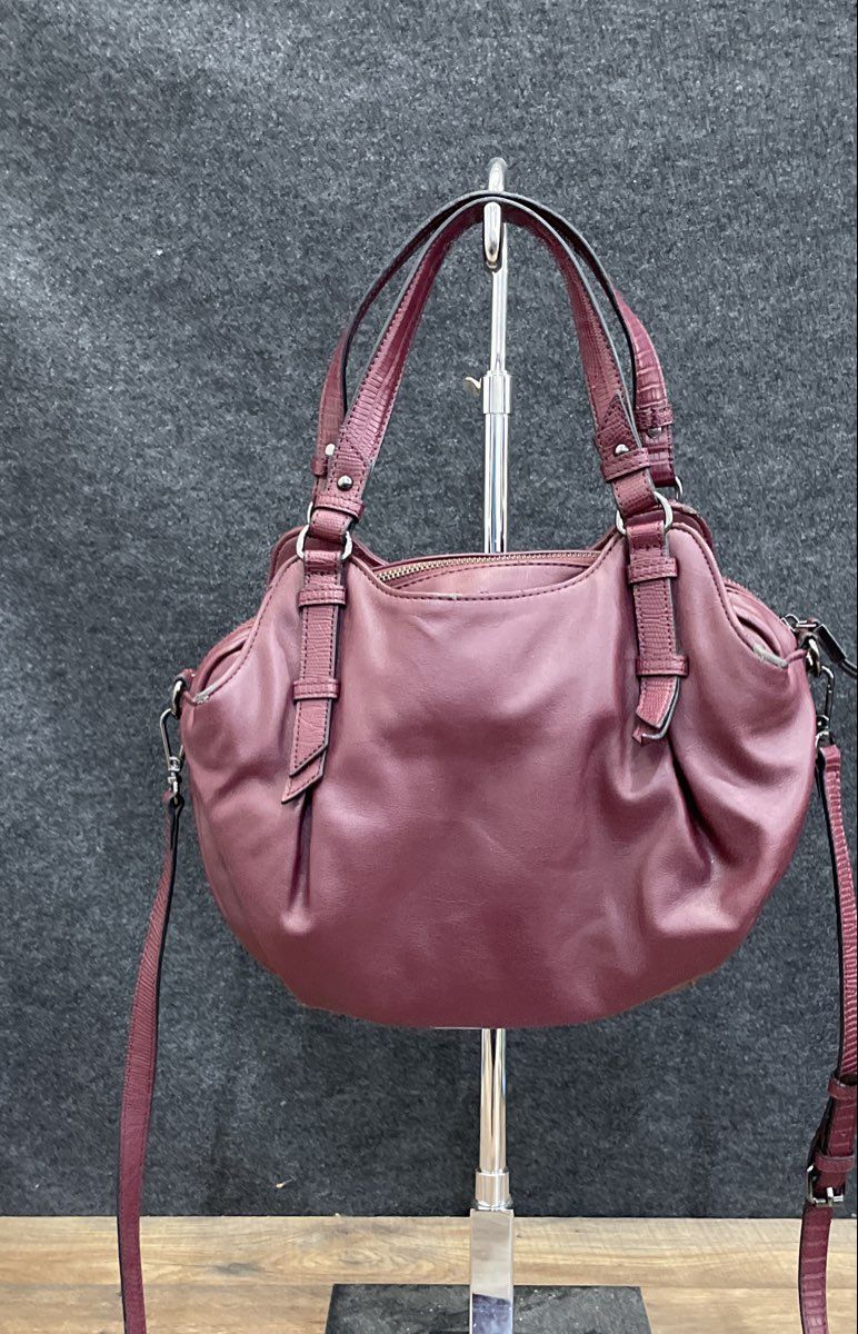 Simply Vera Vera Wang Burgundy Pebbled Faux Leather Satchel Shoulder Crossbody