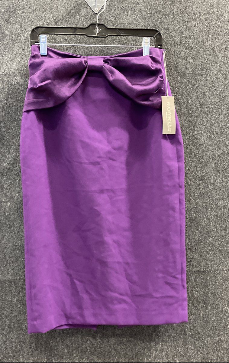 Eva Mendes NY&C Women's Purple Bow Front High Waist Midi Skirt Sz 4 NWT