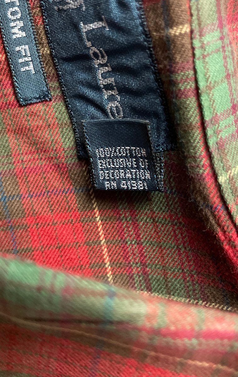 Ralph Lauren Men's Red Green Plaid Custom Fit Long Sleeve Button Down Shirt XXL