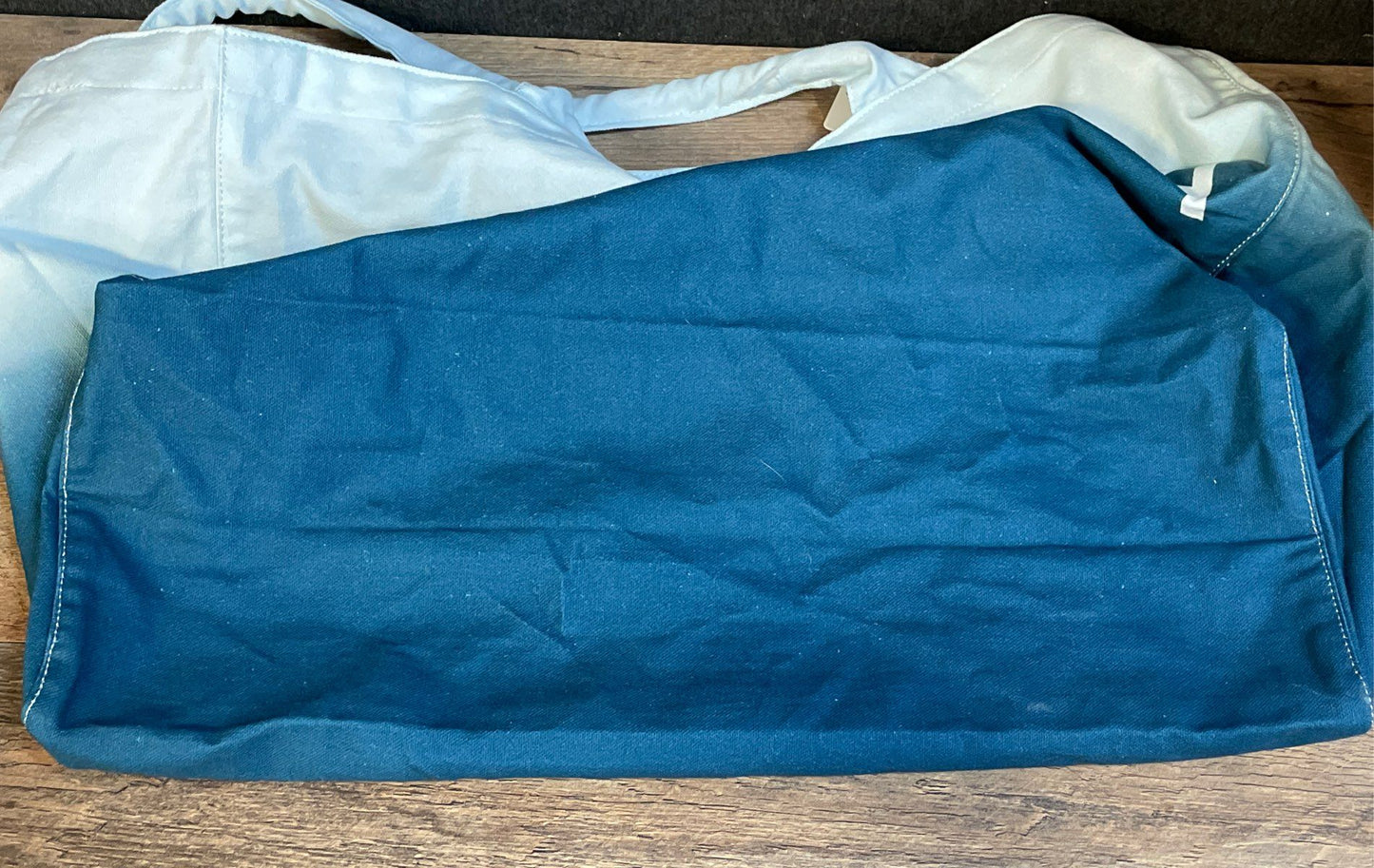 Athleta Blue and White Ombre Cotton Canvas Tote Bag Large NWT