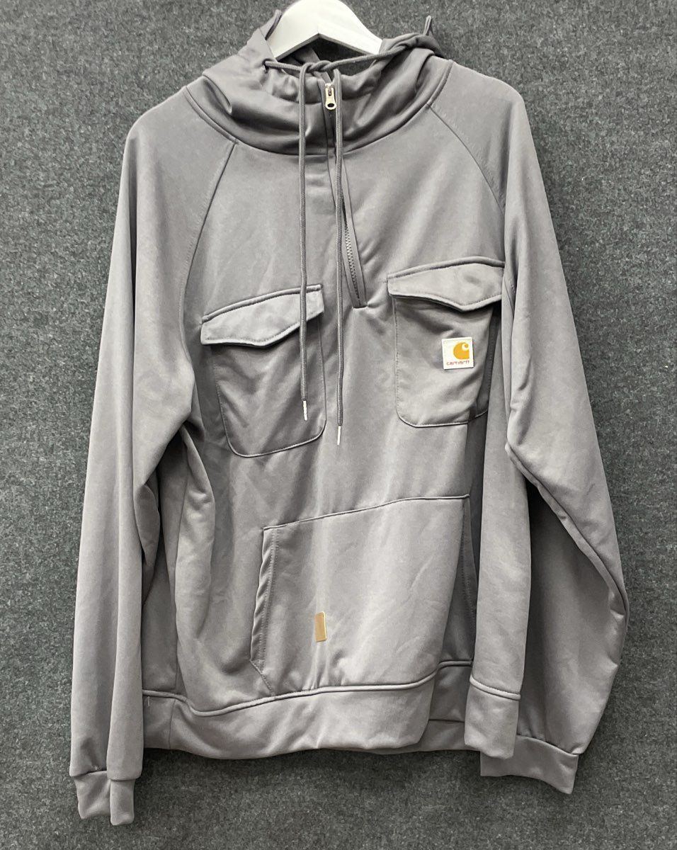 Carhartt Men's Paxton Heavyweight Quarter Zip Hooded Sweatshirt Grey Sz XL