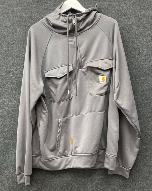 Carhartt Men's Paxton Heavyweight Quarter Zip Hooded Sweatshirt Grey Sz XL