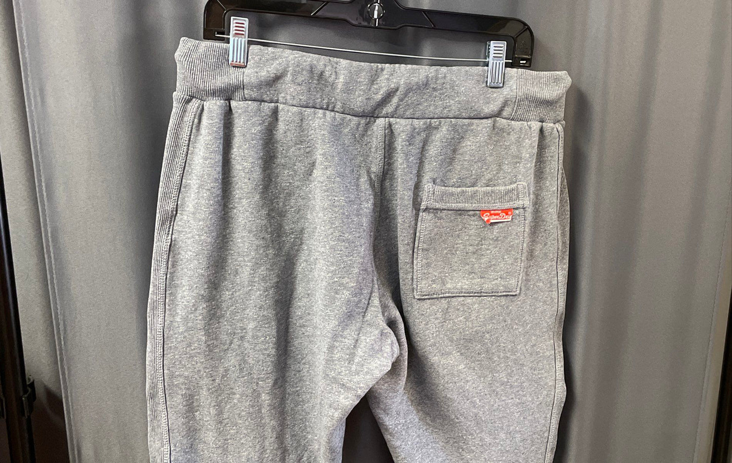 Superdry Men's Gray Orange Label Slim Fit Fleece Joggers Sweatpants Sz L