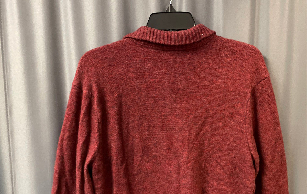 Timberland Men's Burgundy Heathered 1/4 Button Wool Blend Pullover Sweater Sz M
