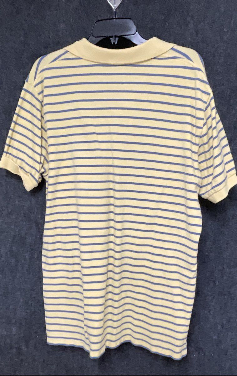 Vintage Polo Ralph Lauren Men's Yellow Blue Striped Cotton Polo Shirt Sz L