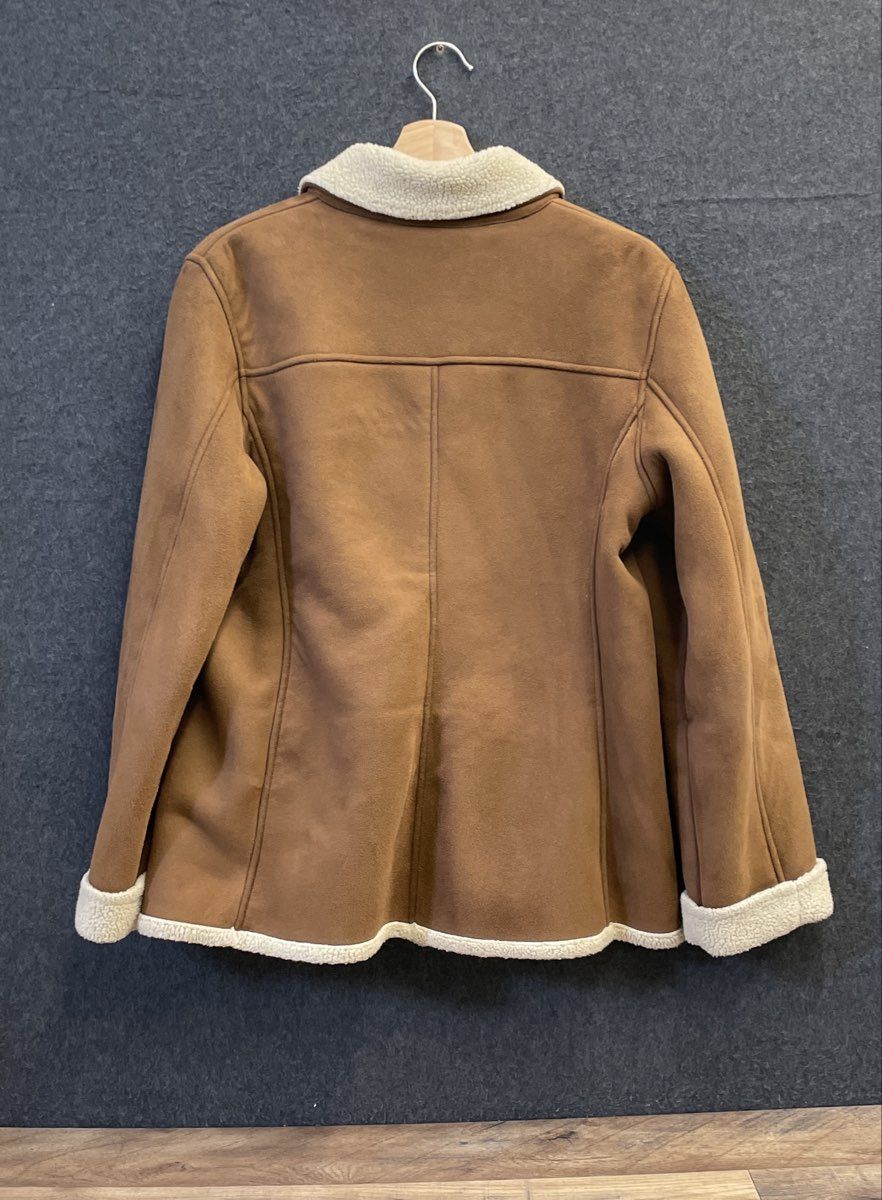Jones New York Women's Brown Faux Suede Sherpa Shearling Lined Jacket Sz S