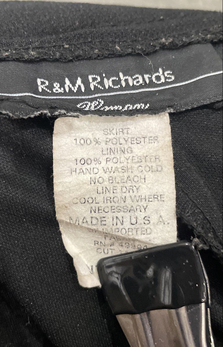 Vintage 90s R&M Richards Women's Black Chiffon Flared Handkerchief Hem Skirt