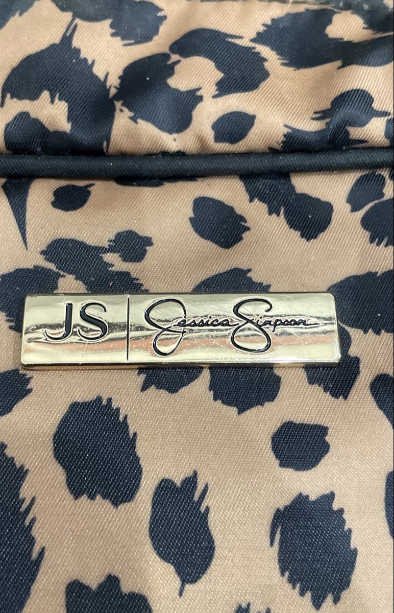 Jessica Simpson Mixed Animal Print Cheetah Zebra Large Fabric Tote Handbag Bag